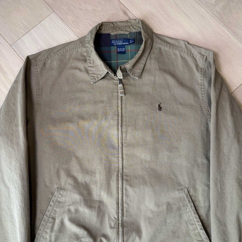 Vintage Polo Ralph Lauren Harrington Jacket XL Dark Khaki Lined Full Zip RRL - Picture 4 of 10